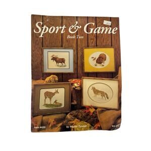 Vintage JUST CROSS STITCH Sport & Game Instruction Book 2 #420 Wolf Turkey Moose